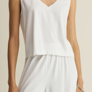 V-Neck Jersey Top | White