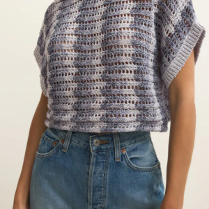 Crochet Stripe Top | Calypso Blue