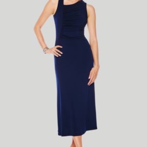 Asymmetrical Jersey Midi Dress | Navy